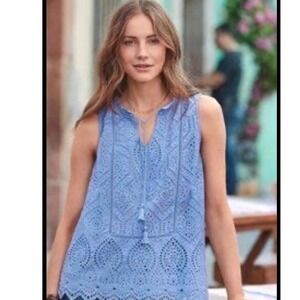 Sundance Sebilla Eyelet Lace Sleeveless Tank Small boho resortwear layered